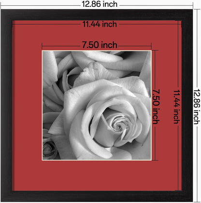 eletecpro 12x12 Picture Frames Set of 9 with Clear Acrylic Cover, Display 8x8 Photos with Mat or 12x12 Without, Classic and Sturdy Square Collage Gallery Wall Decor, Easy Wall Mount, Black