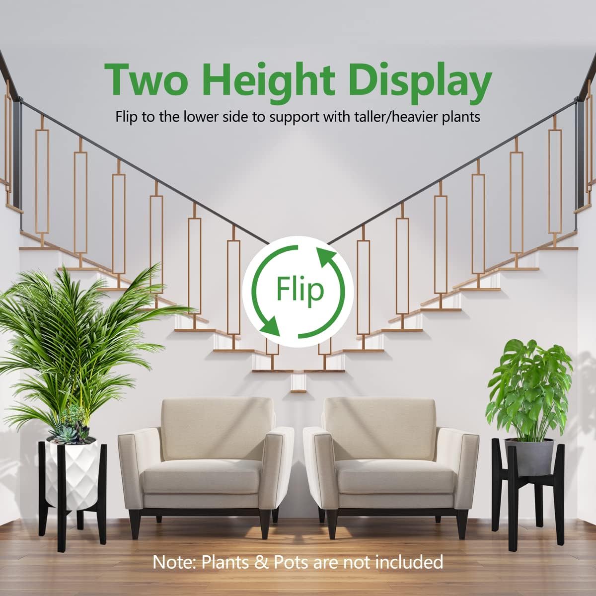 OERGKE Adjustable Plant Stand, Bamboo Mid Century Modern Indoor Plants Stands, Corner Flower Holder for Living Room, Fits 8 to 12 Inches Pots, (Pot & Plant Not Included)(Walnut, 1 Pack)