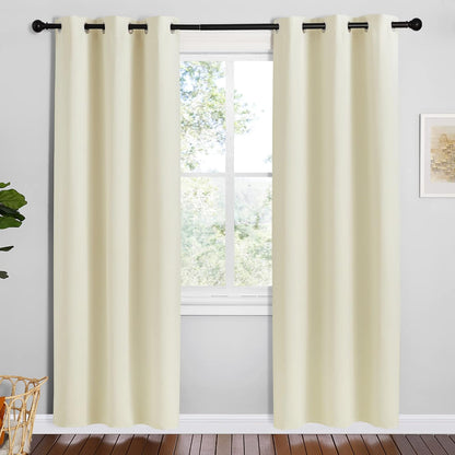 NICETOWN Halloween Pitch Black Solid Thermal Insulated Grommet Blackout Curtains/Drapes for Bedroom Window (2 Panels, 42 inches Wide by 63 inches Long, Black) - Colors C