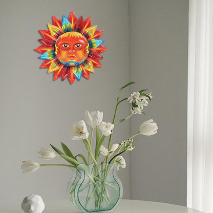 Large Metal Sun Wall Decor Outdoor, 27 Inch Sun and Moon Decor Metal Wall Art, 3D Sun Wall Decor for Patio Garden Yard Fence Bedroom Living Room Decoration