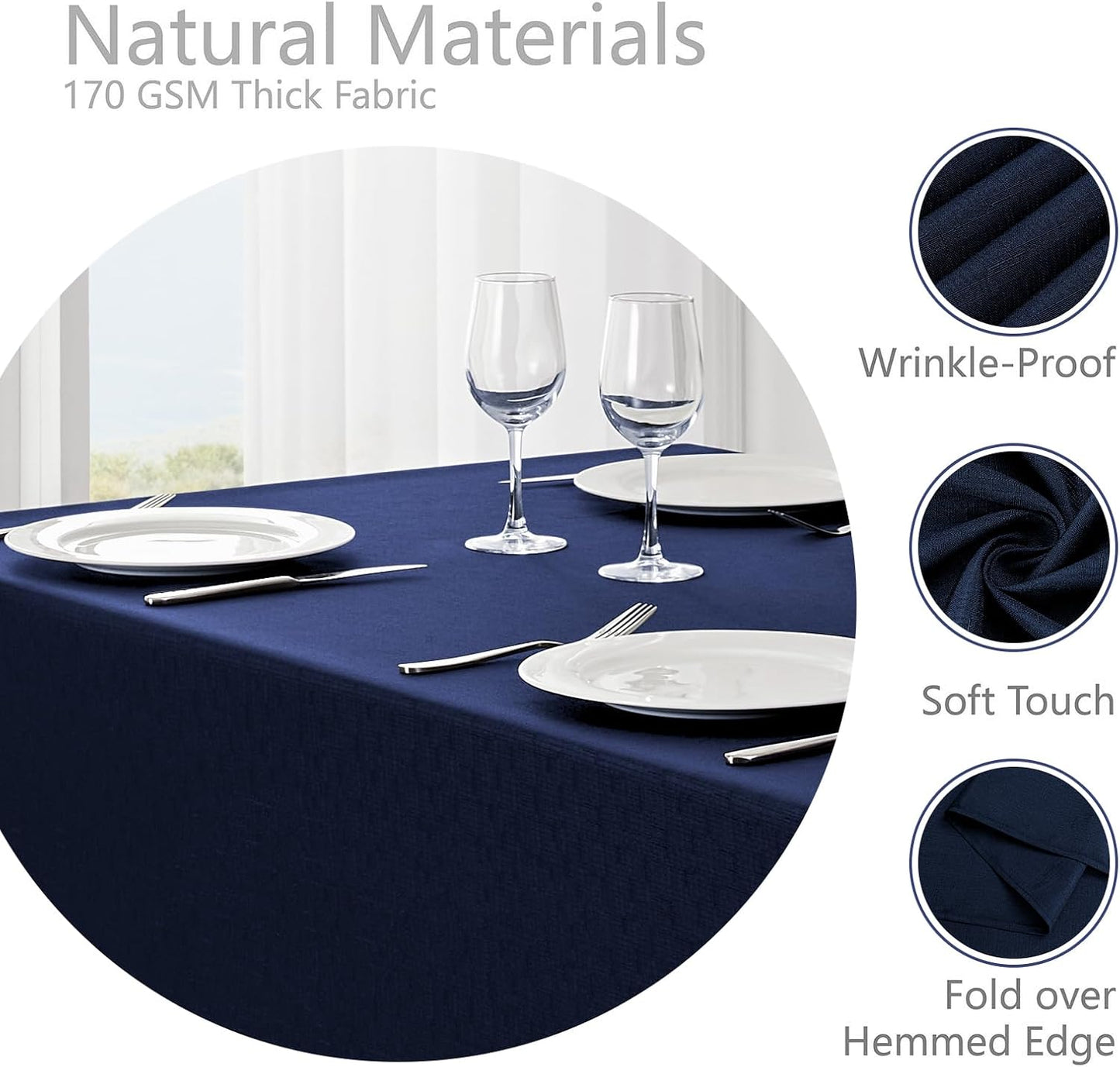 Veblandy Rectangle Tablecloth Waterproof Linen Textured Table Cloth Stain and Wrinkle Resistant Washable, Decorative Fabric Table Cover for Dining, Party and Camping (Sage Green, 52 * 70)