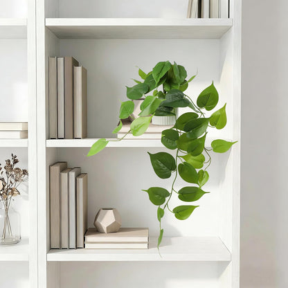 Artificial Pothos Hanging Plants 2 Pack with Pots, Realistic Fake Hanging Plants Indoor, Faux Greenery Vines for Shelf, Bathroom, Living Room, Office Decor