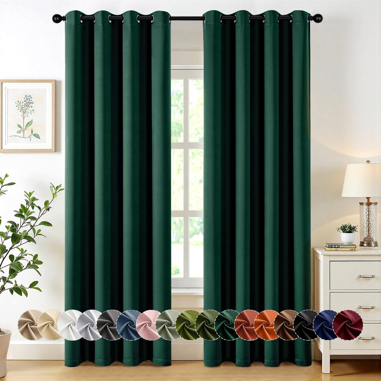 MIULEE Blackout Curtains for Bedroom Living Room 2 Panels, Thermal Insulated Room Darkening Drapes Grommet Noise Reducing Light Blocking Window Treatments 63 Inches Long 40x63 Inch Black - Colors A