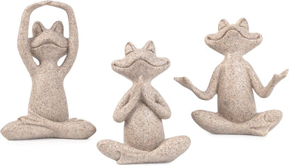 Suoedd Gold Frog Figurines Yoga Decor 3.7In Set of 3 –Frog Yoga Statues for Modern Living Room Desk Table Home Office Bookshelf Shelves Sculptures Decor,Gifts for Mom Women
