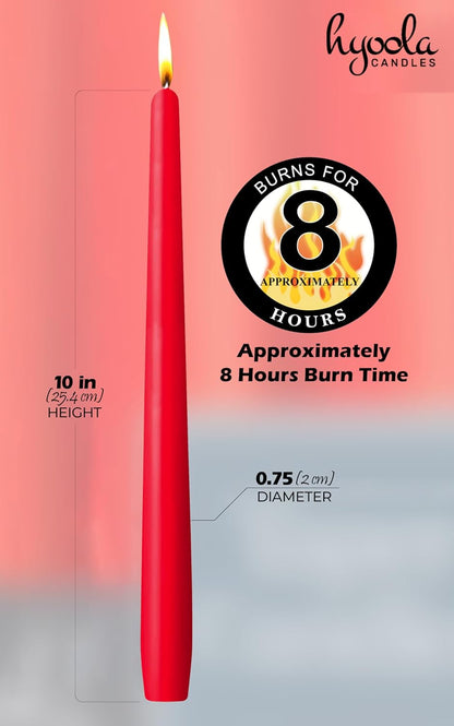 Hyoola Tall Taper Candles - 10 Inch Metallic Gold Unscented Dripless Taper Candles - 8 Hour Burn Time - 4 Pack