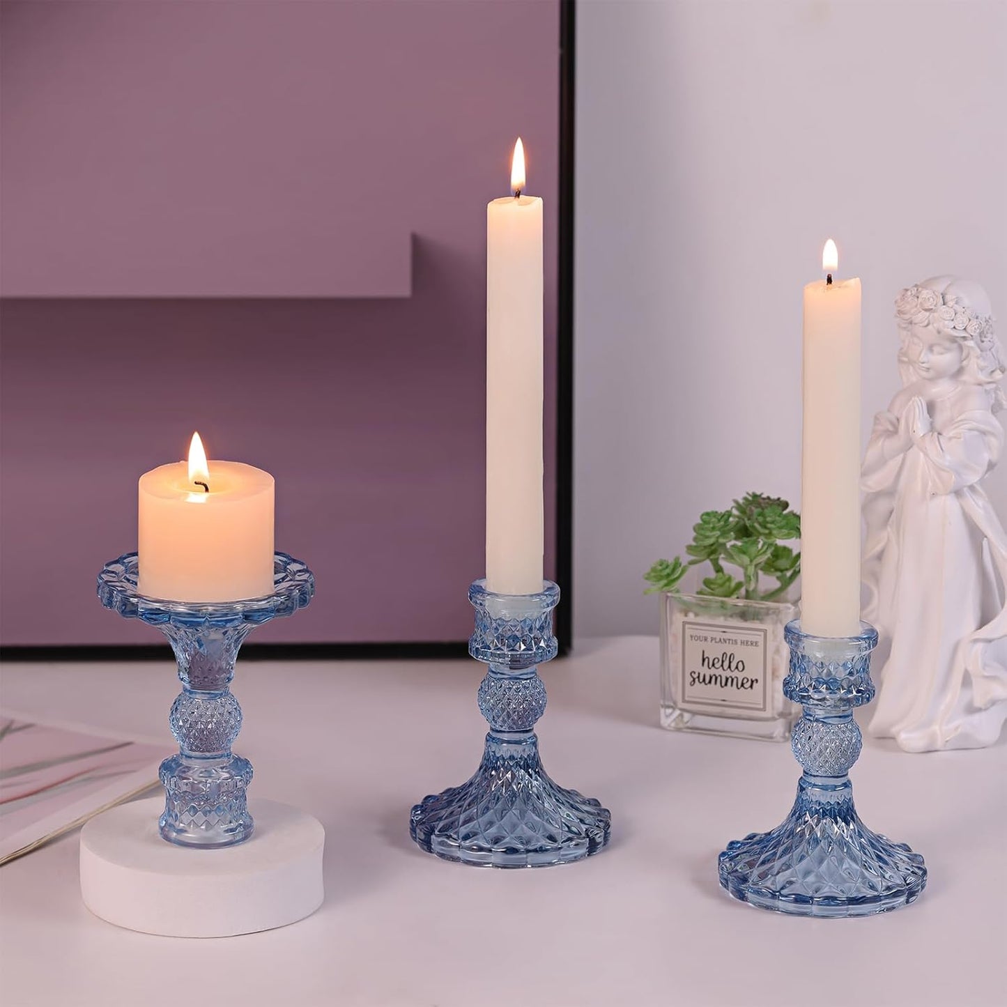 DARJEN Candlestick Holders Set,12Pcs 4" H Taper Candle Holders Bulk, Clear Glass Candle Holders for Wedding, Spring Party, Romantic Dinner, Festival & Windowsill Decor