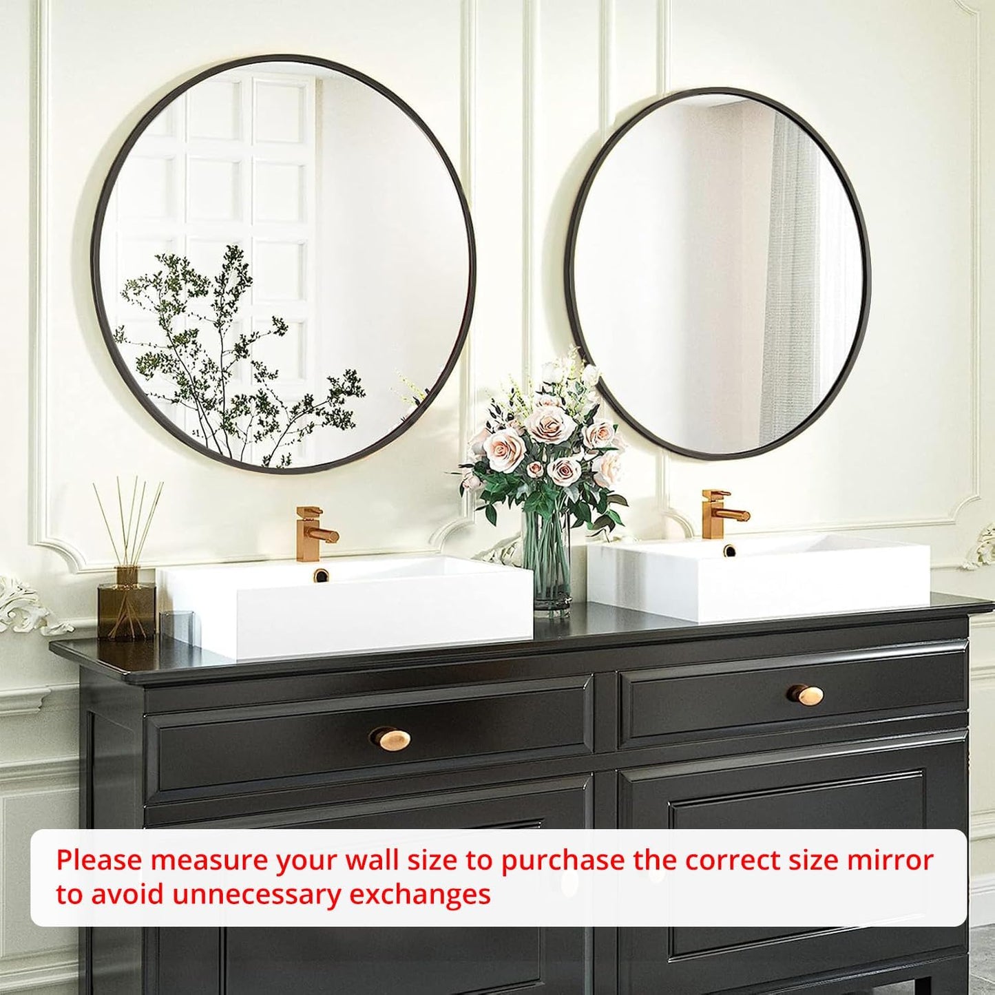 Fabuday Black Circle Mirror for Wall 20 inch - Round Mirrors for Bathroom, Entryway, Living Room, Hallway, Bedroom Decor, Small Matte Framed
