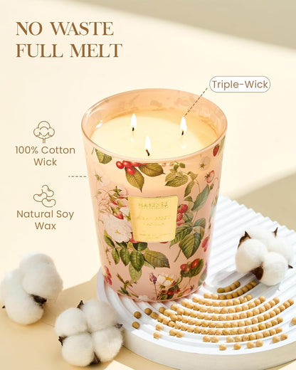M&SENSE Jasmine Candles Highly Scented 3 Wick 35oz 150 Hours Burn Extra Large Jar Candles for Women, Natural Soy Wax Aromatherapy Candle for Stress Relief, Meditation, Yoga, Spa - Colors B