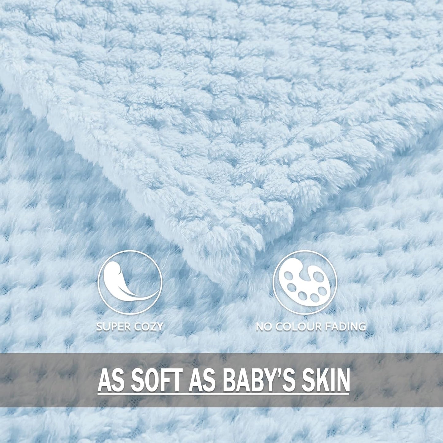Exclusivo Mezcla Fleece Throw Blanket Extra Large, Super Soft and Warm Blankets for Couch, Sofa and Bed Waffle Textured, Cozy, Fuzzy and Lightweight (Slate Blue, 50x70 Inches)