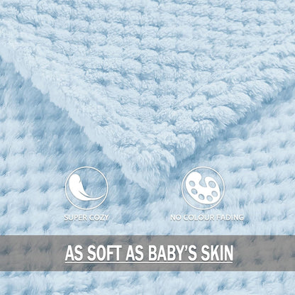 Exclusivo Mezcla Fleece Throw Blanket Extra Large, Super Soft and Warm Blankets for Couch, Sofa and Bed Waffle Textured, Cozy, Fuzzy and Lightweight (Slate Blue, 50x70 Inches)