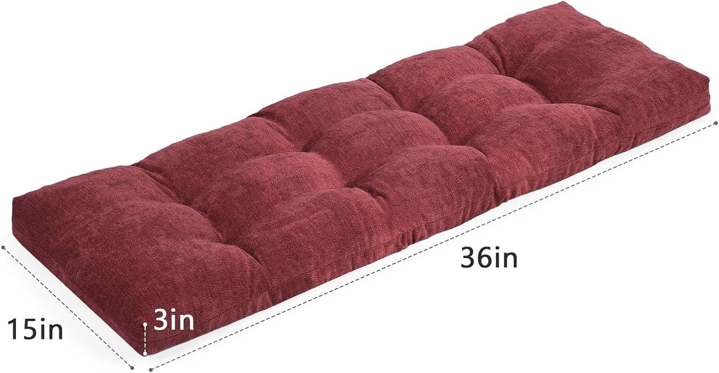 baibu 36 Inch Memory Foam Bench Cushion, Dual-Layer Patent Design Non-Slip Indoor Bench Cushion with Ties, 36x15x3Inch, Beige