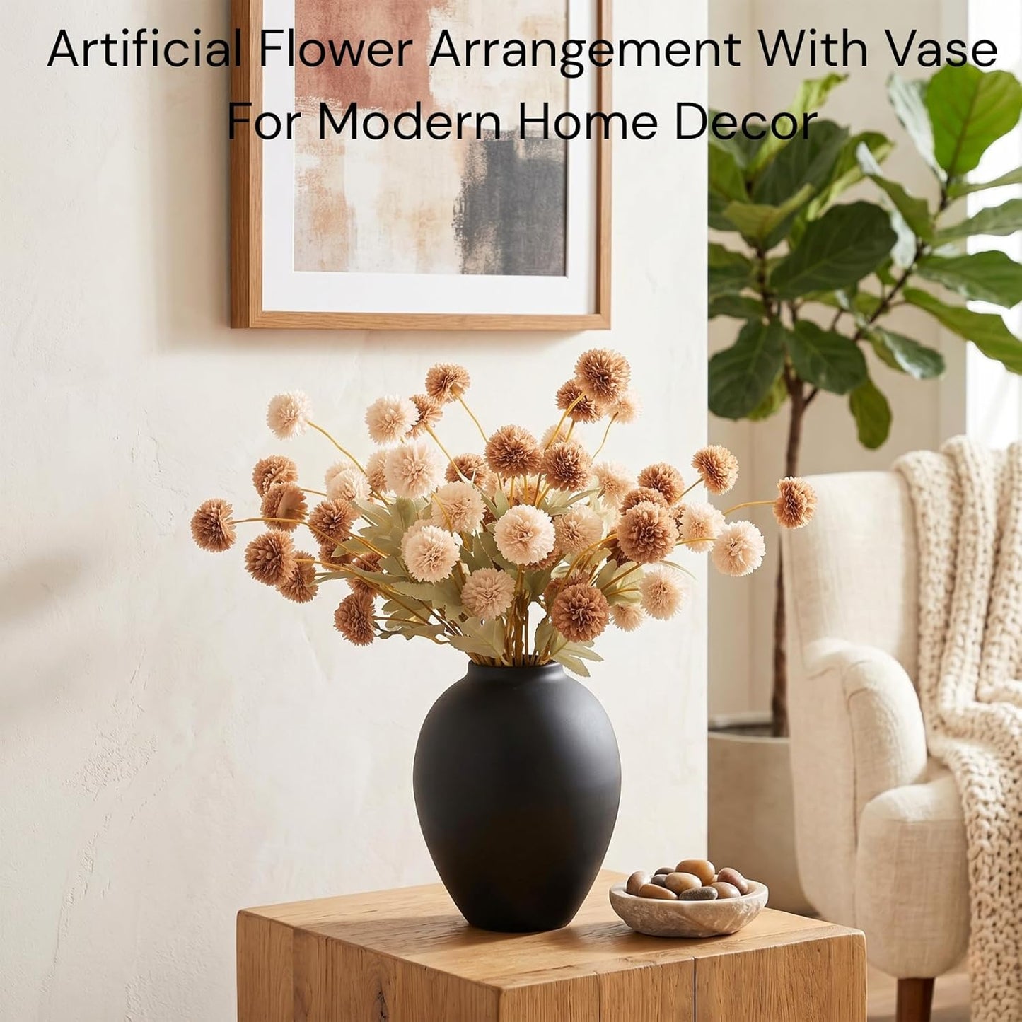 100pcs Artificial Flowers Arrangement With Vase Included, Dining Table Centerpiece Decorations, Fake Flowers in Vase, Dried Pampas Grass Floral Centerpieces, Coffee Table Decor, Centro de Mesa
