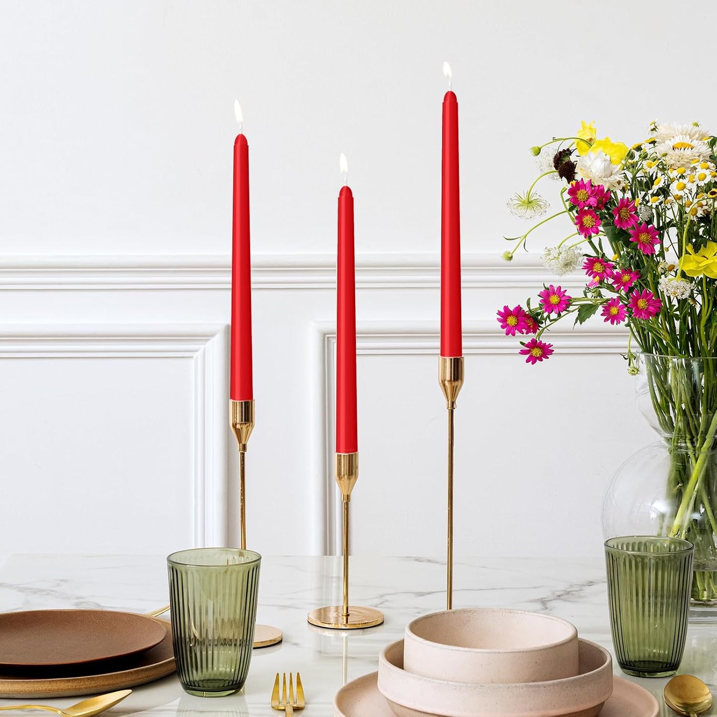 4 Pack Ivory Taper Candles - Taper Candles 10 Inch Dripless, Smokeless & Unscented - 8 Hours Long Burning - Hand Poured Tall Candlesticks - Ideal for Weddings, Dinner Parties, and Home Decor
