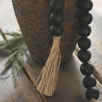 Extra Large Wood Bead Garland with 1.4" Diameter Wood Beads, Wooden Beads Garland with Tassels, Decorative Beads Home Decor, Farmhouse Beads Decor (Natural, 50 Inches)