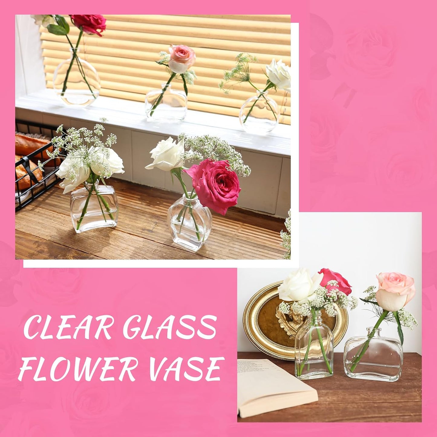 Bud Vases Set of 12, Clear Glass Bud Vase in Bulk, Small Vases for Centerpiece Mini Modern Flower Vase Transparent, Wedding Party Table Home Decor