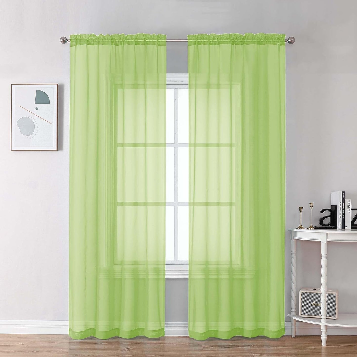 Chyhomenyc Sheer White Valances for Windows 2 Pack, Small Window Curtains for Living Room Bathroom Cafe Laundry Basement, Modern Top Dual Rod Pocket Voile Curtain, 42W x 14L inches, White - Colors A