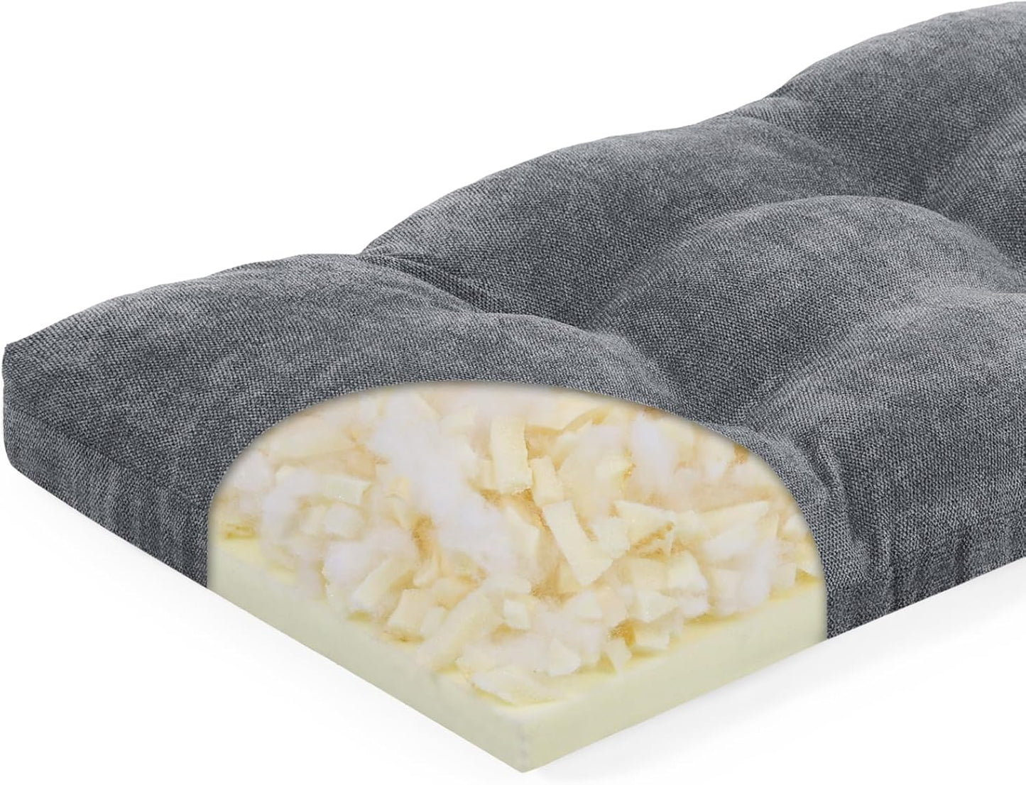baibu 36 Inch Memory Foam Bench Cushion, Dual-Layer Patent Design Non-Slip Indoor Bench Cushion with Ties, 36x15x3Inch, Beige