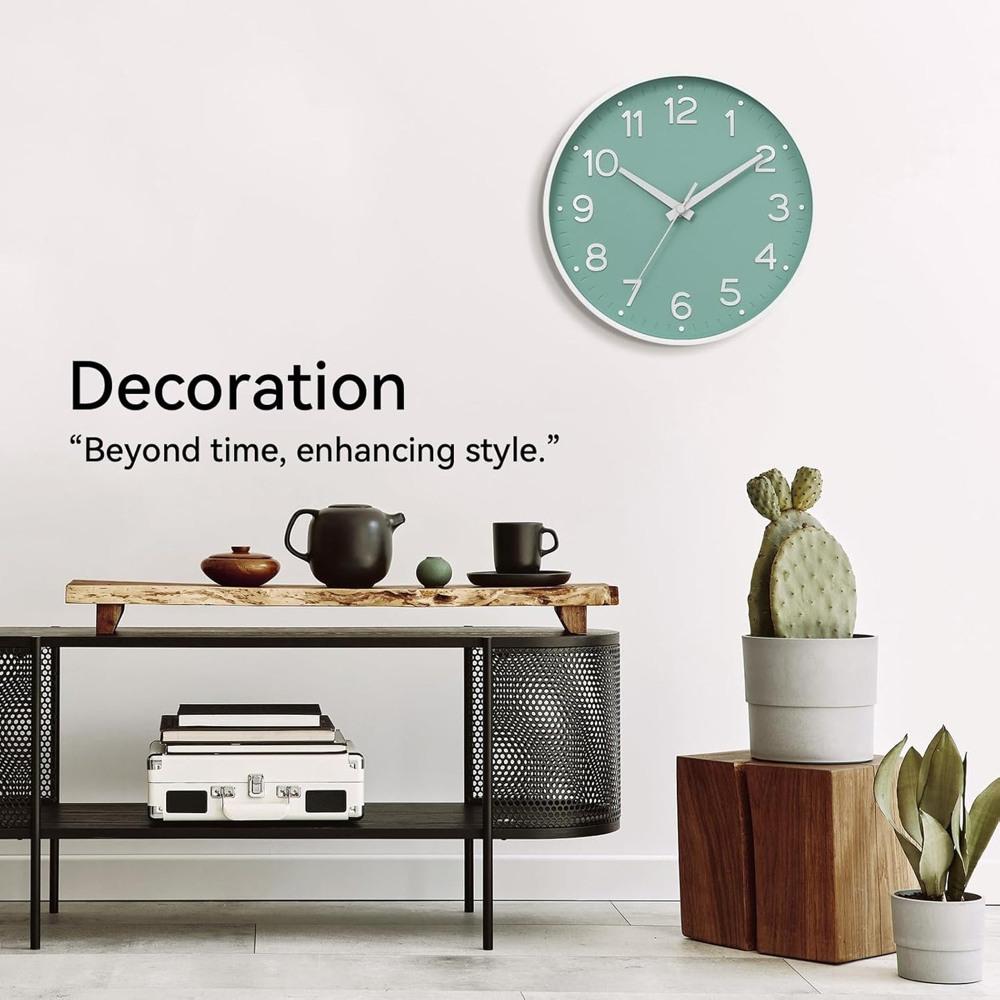 Roymnie Wall Clock Green, Silent Wall Clocks Battery Operated 8 Inch-Modern Non Ticking Analog Clock Decorative for Kitchen Office Bathroom Bedroom(Gold)