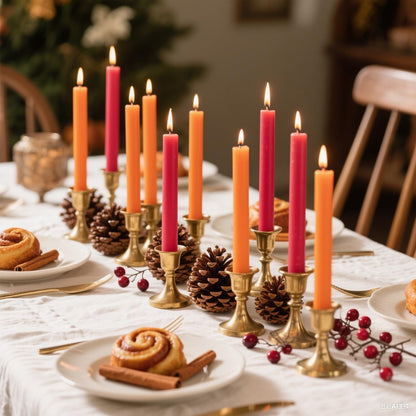 12-Pack Earth Tone Taper Candles, 10 Inch Unscented Dripless Candlesticks, Long-Lasting Burn Time of 7-8 Hours, Perfect for Fall Harvest Halloween Thanksgiving Dinners Parties and Home Décor