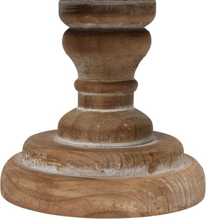 Rustic White Wood Pedestal Tray Stand for Table Decoration,Round Distressed Finished Cake Stand Dessert Table Display,Farmhouse Cake Stand Candle Holder Perfect for Weddings,Birthdays