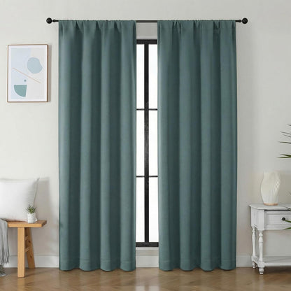 Simplebrand Ava Sage Green Blackout Curtains for Bedroom 63 Inch Length 2 Panels Set, Solid Thermal Insulated Energy Saving Rod Pocket Window Treatment Curtains Blackout Drapes, W40 x L63 Inch, Sage - Colors B