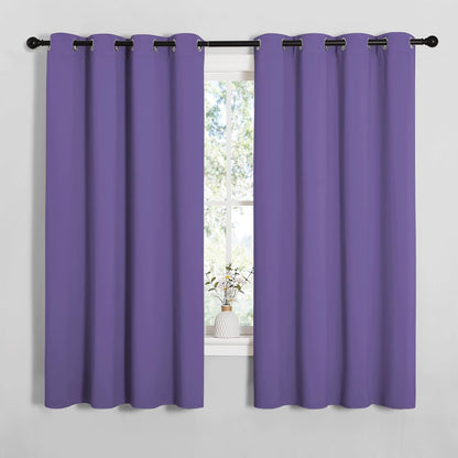 NICETOWN Halloween Pitch Black Solid Thermal Insulated Grommet Blackout Curtains/Drapes for Bedroom Window (2 Panels, 42 inches Wide by 63 inches Long, Black) - Colors D