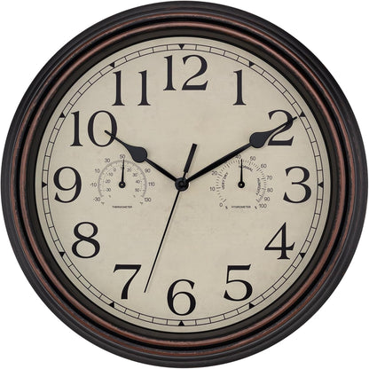Foxtop Retro Silent Non-Ticking Round Classic Clock Quartz Decorative Battery Operated Wall Clock for Living Room Kitchen Home Office 12 Inch (Bronze)