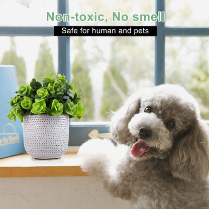 Artificial Plants Succulent Flowers in Ceramic Planter 2 Pack Small Fake Plants Potted for Home Office Desk Decor Farmhouse Living Room Bedroom Shelves Decoration