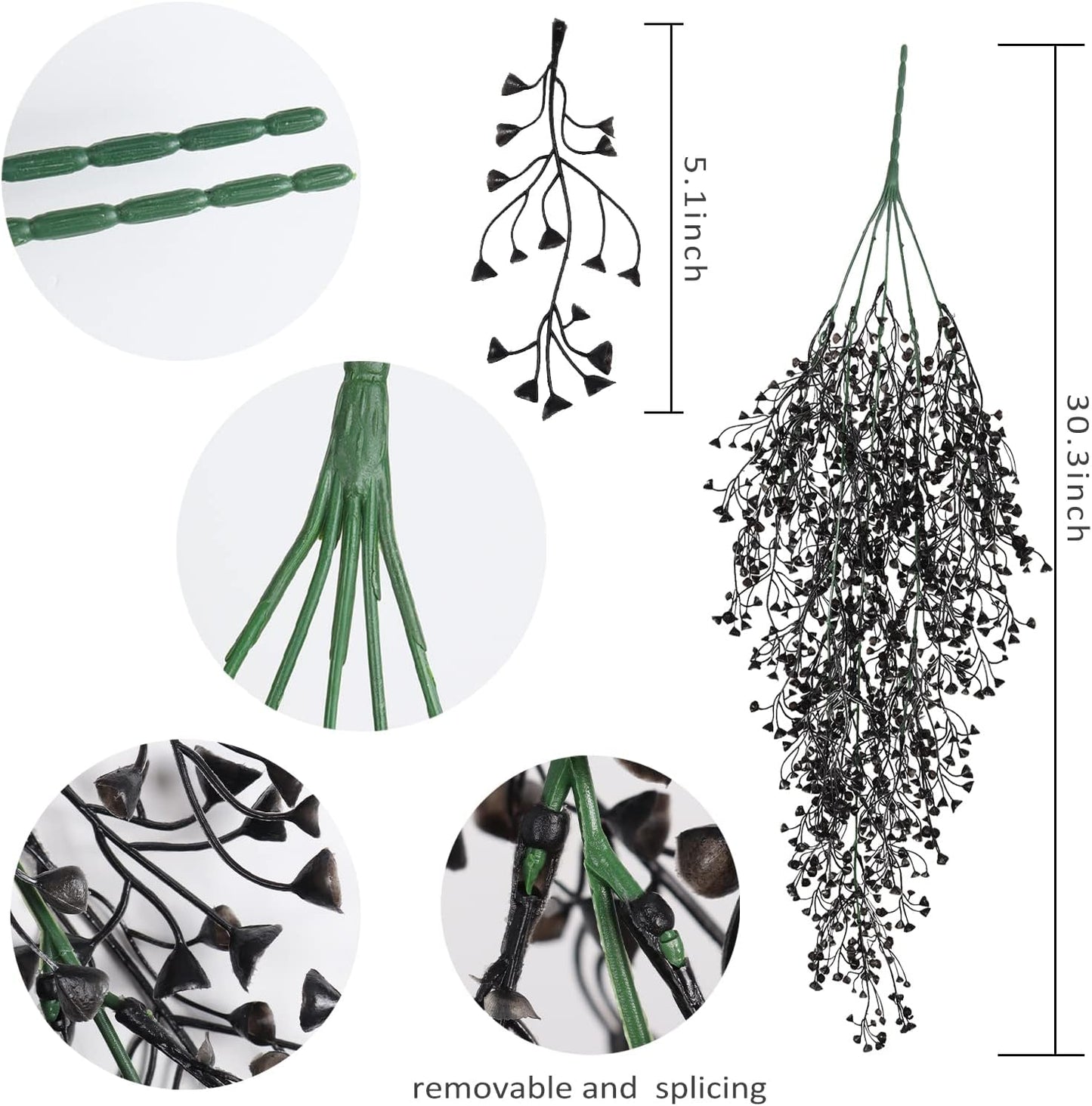 RECUTMS Fake Hanging Plants Artificial Ferns for Outdoor Hanging Faux Plants Vine Ivy Faux Fern Hanging Vines Wall Plants for Home Garden Party Wedding Decor (White 4P)