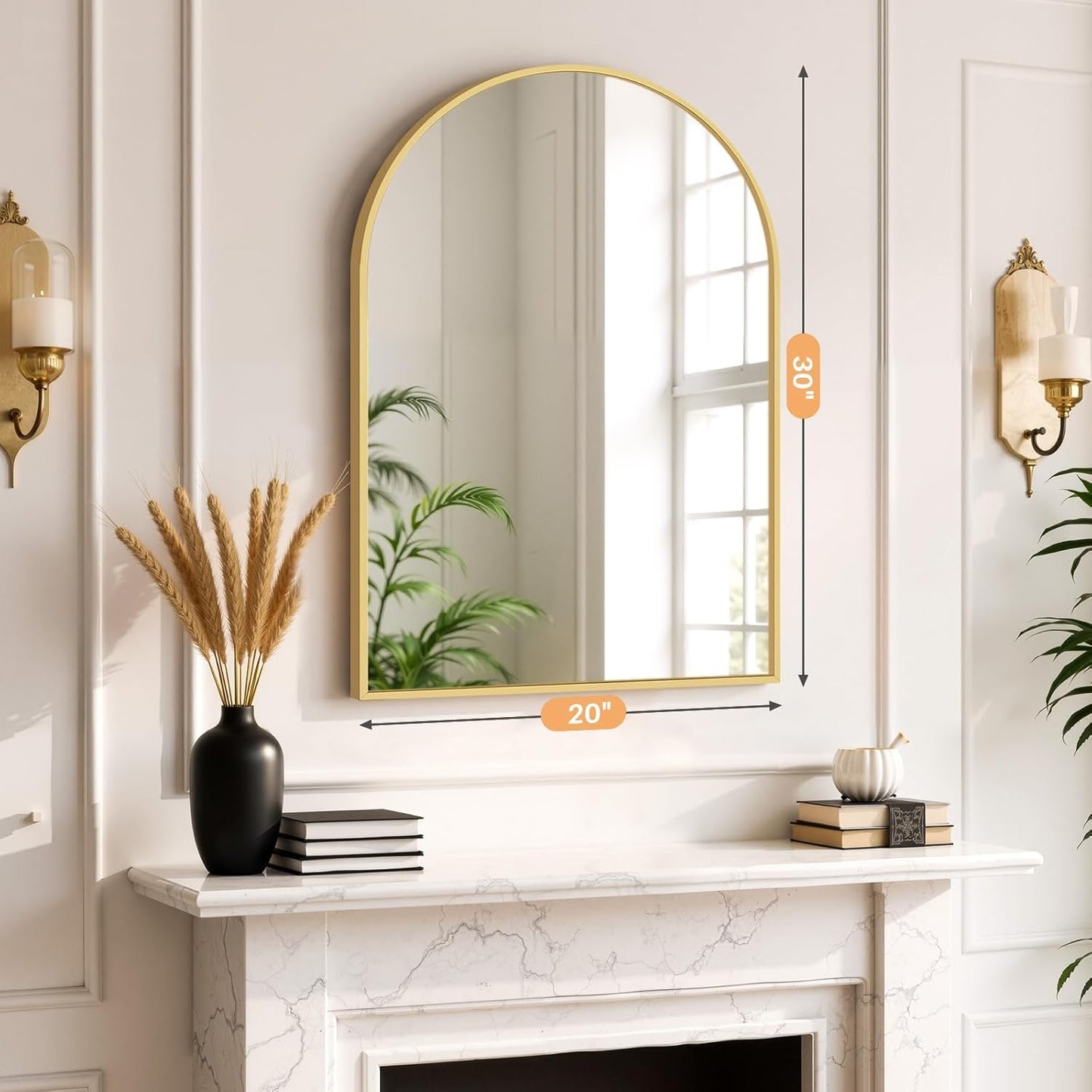 Bathroom Mirror for Wall, 24 Inch Round Mirror, Matte Black Metal Framed Circle Vanity Mirror for Bathroom Bedroom Living Room Entryway, Anti-Rust, Tempered Glass, Hanging or Leaning