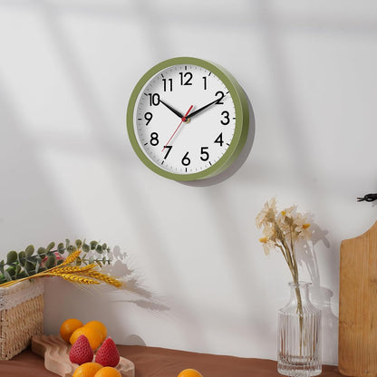 AKCISOT Wall Clock, Modern Small Wall Clocks Battery Operated 8 Inch, Silent Non-Ticking Analog Classic for Office, Home, Bathroom, Kitchen, Bedroom, School(Black)