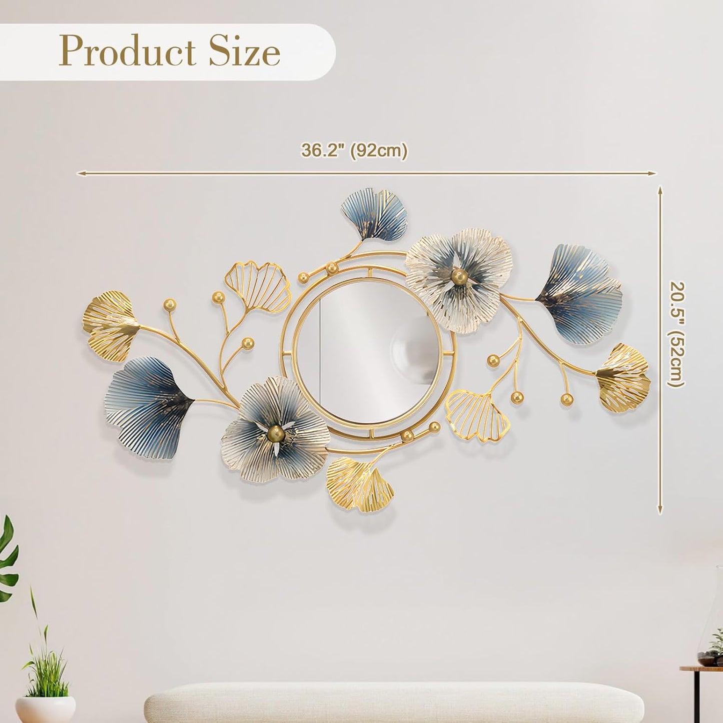 Lucky Monet Large Wall Decor for Living Room, Modern Metal Wall Art, 3D Textured Geometric Wall Sculpture 59"x24" Wall Hanging Decoration for Dinning Room Bedroom Entryway