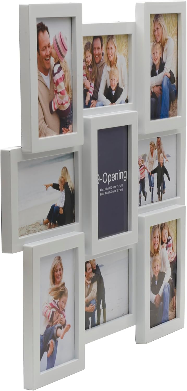 MELANNCO Collage Picture Frame for Wall, Holds 12 Photos - Six 4x6 and Six 6x4 Images, 18x23 Inch Black Plastic Frame, Hang Horizontal or Vertical, Gallery Wall Decor