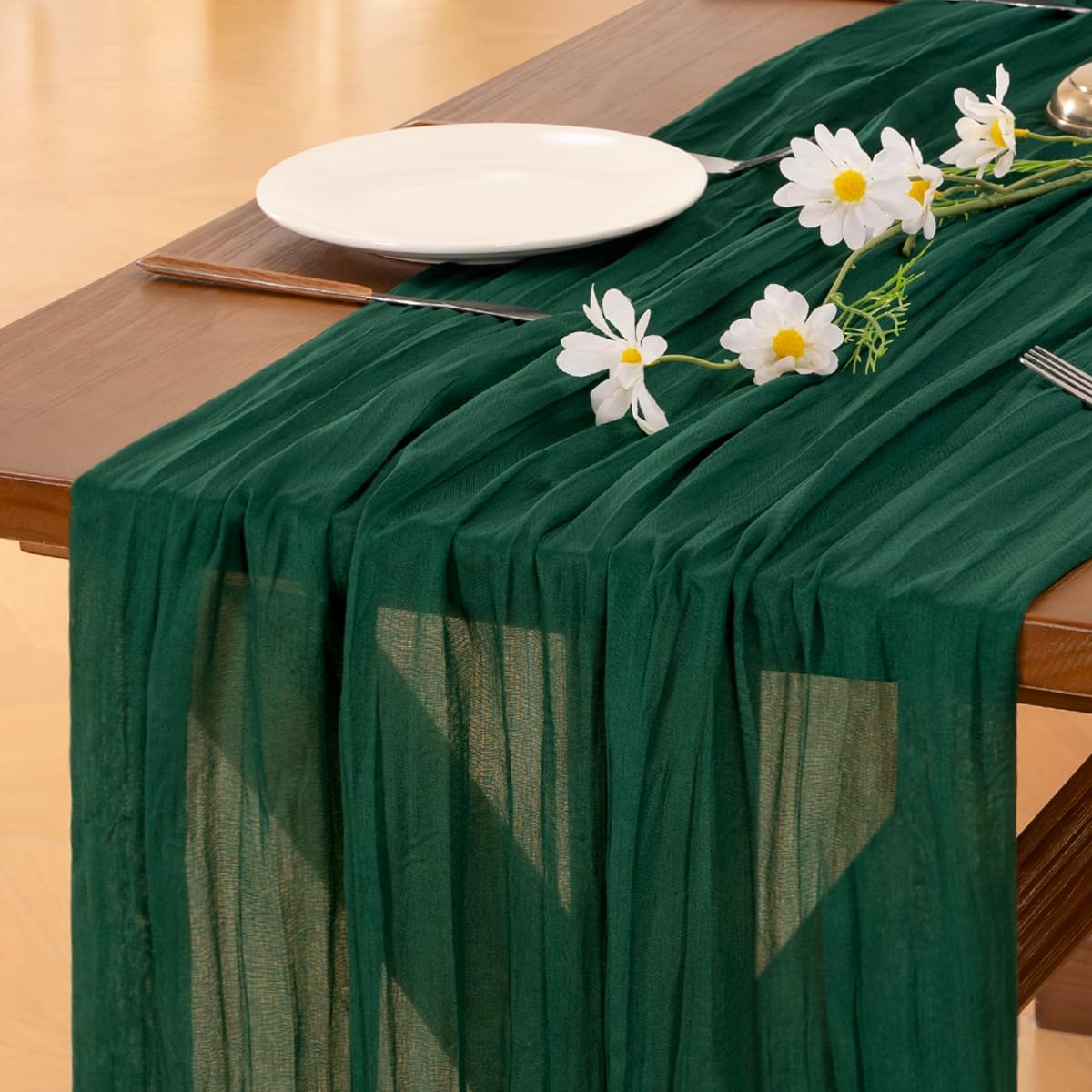 Socomi 3pcs Sage Green Cheesecloth Table Runner Summer Boho Rustic Gauze 120 inch 10FT Cheese Cloth Sheer Runner for Wedding Party Baby Shower Home Decor Holiday Decorations