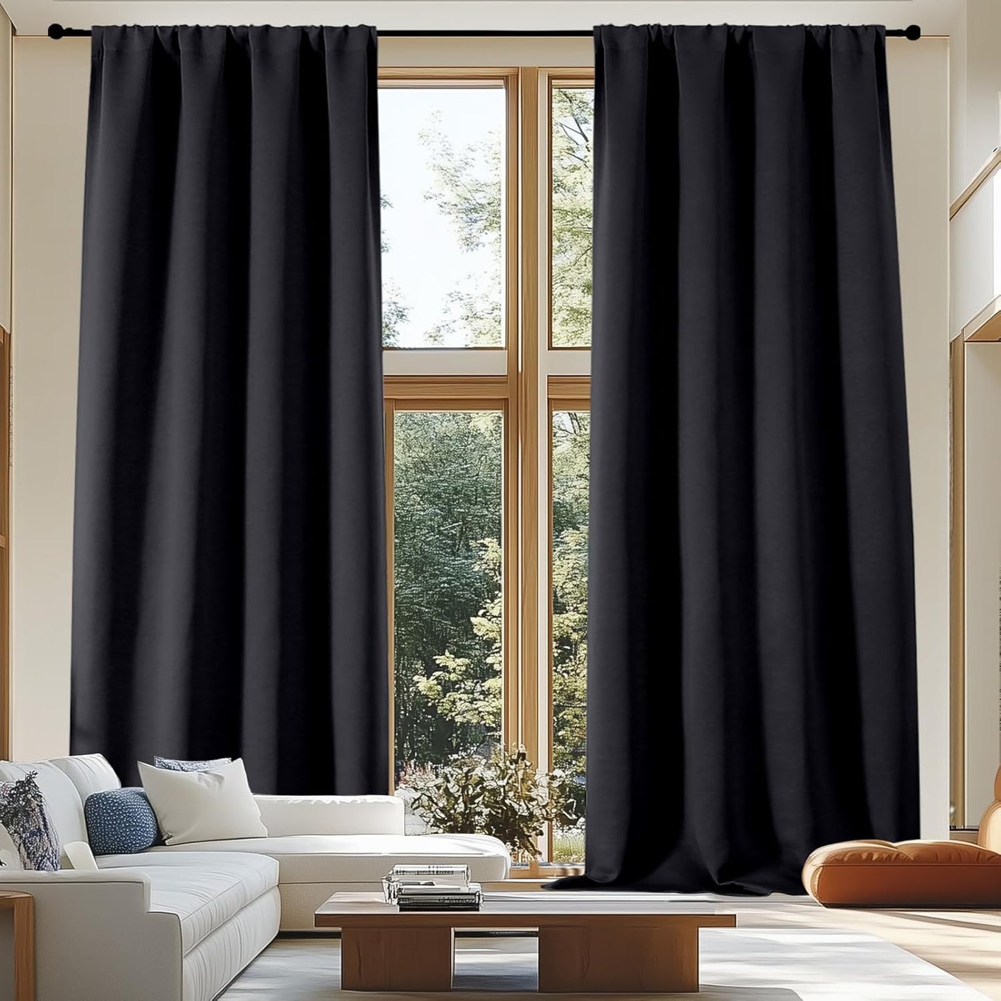 Simplebrand Ava Sage Green Blackout Curtains for Bedroom 63 Inch Length 2 Panels Set, Solid Thermal Insulated Energy Saving Rod Pocket Window Treatment Curtains Blackout Drapes, W40 x L63 Inch, Sage - Colors C