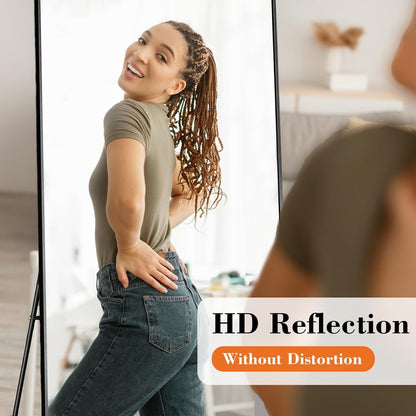 Mirror Full Length, Upgraded 16"x59" Body Wall Mirrors with Shatter-Proof Glass, Floor Standing, Hanging or Leaning, Tall Mirror with Stand Aluminum Alloy Frame for Bedroom Cloakroom
