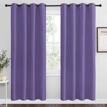 NICETOWN Halloween Pitch Black Solid Thermal Insulated Grommet Blackout Curtains/Drapes for Bedroom Window (2 Panels, 42 inches Wide by 63 inches Long, Black) - Colors D