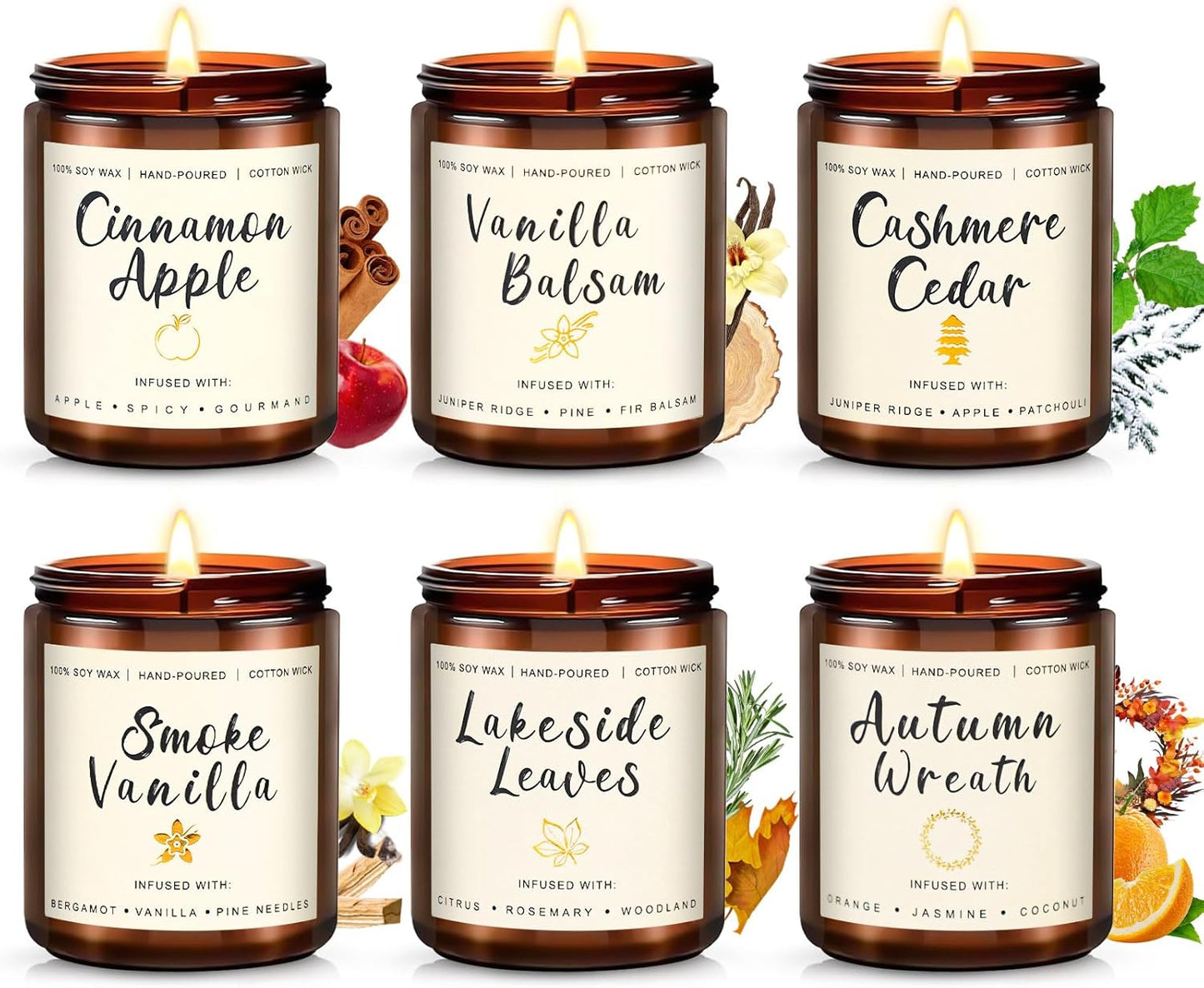 6-Pack Scented Candles for Home, 3.5 Oz Soy Wax Candles Gift Set with Lavender Chamomile & Eucalyptus Mint for Brithday Gifts Women, Mothers Day
