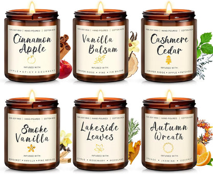 6-Pack Scented Candles for Home, 3.5 Oz Soy Wax Candles Gift Set with Lavender Chamomile & Eucalyptus Mint for Brithday Gifts Women, Mothers Day