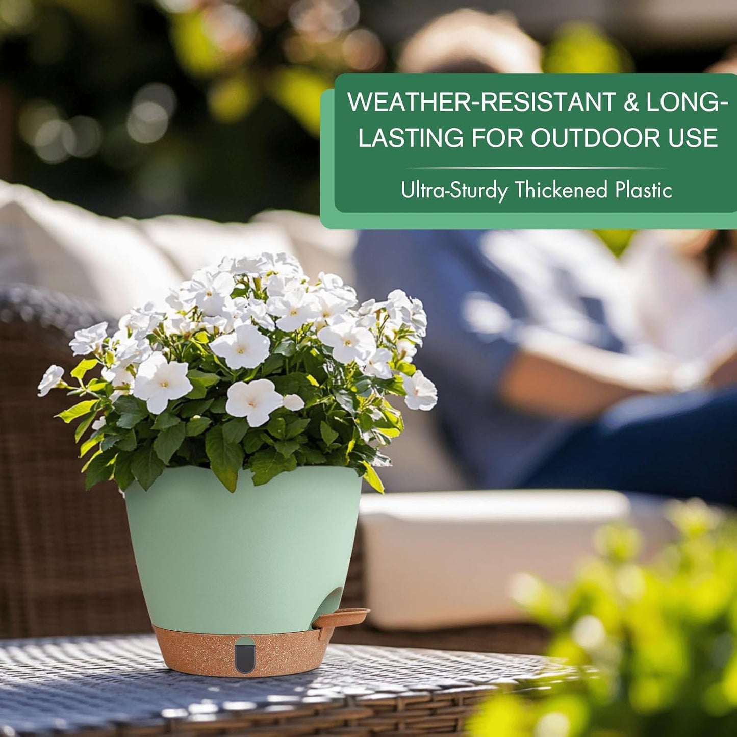 montresor 12/10/8 Inch Self Watering Pots for Indoor Plants Plastic Large Plant Pots for Outdoor Plants, Water Level Window & Spacious Reservoir Flower Pots Decorative Planter with Drainage and Tray