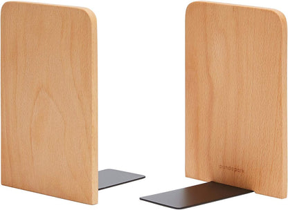 Pandapark Wood,Non-Skid Bookend for Shelves,Heavy Duty,Book Stand for CDs,1 Pair