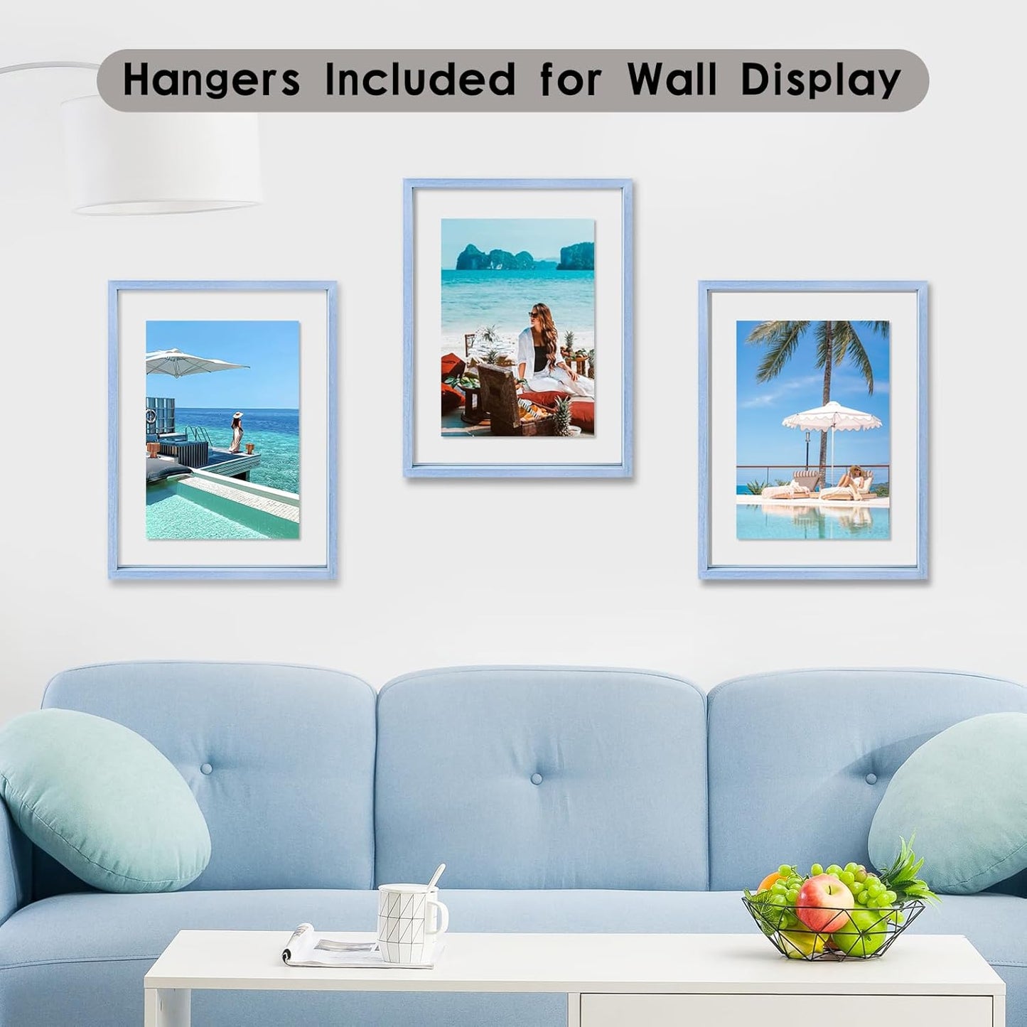 MUYE 11x14 Floating Frame Set of 2,Double Glass Rustic Frame,Display Any Size Photo up to 11x14,Wall Mount or Tabletop Standing,Natural