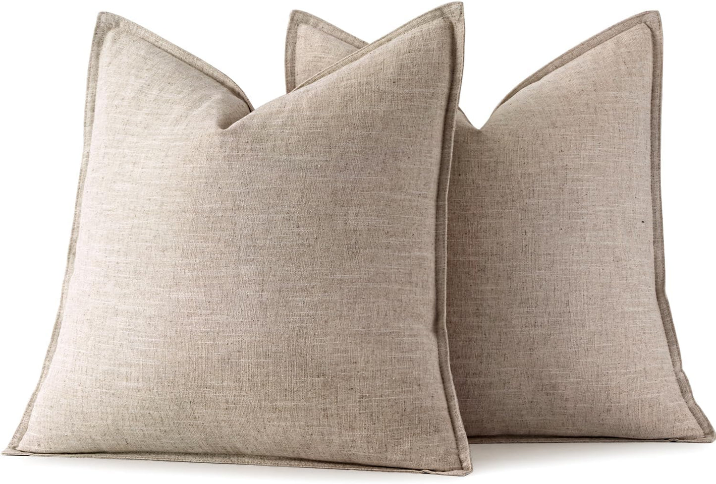 MIULEE Decorative Linen Euro Sham Pillow Covers 26x26 Cream White Boho Farmhouse Neutral Couch Throw Pillows for Bed Pack of 2 Accent Modern Pillowcase Sofa Livingroom Home Decor