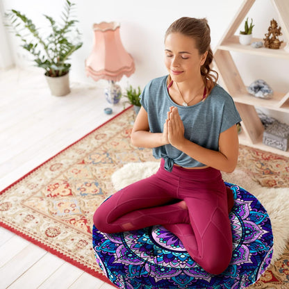 Mandala Meditation Cushion, Boho Meditation Mat, Meditation Pillows for Sitting on Floor, Cushions for Sitting in Home and Outdoor, Square Floor Pillow Cushion Seating for Yoga Accessories 22'' X 22''