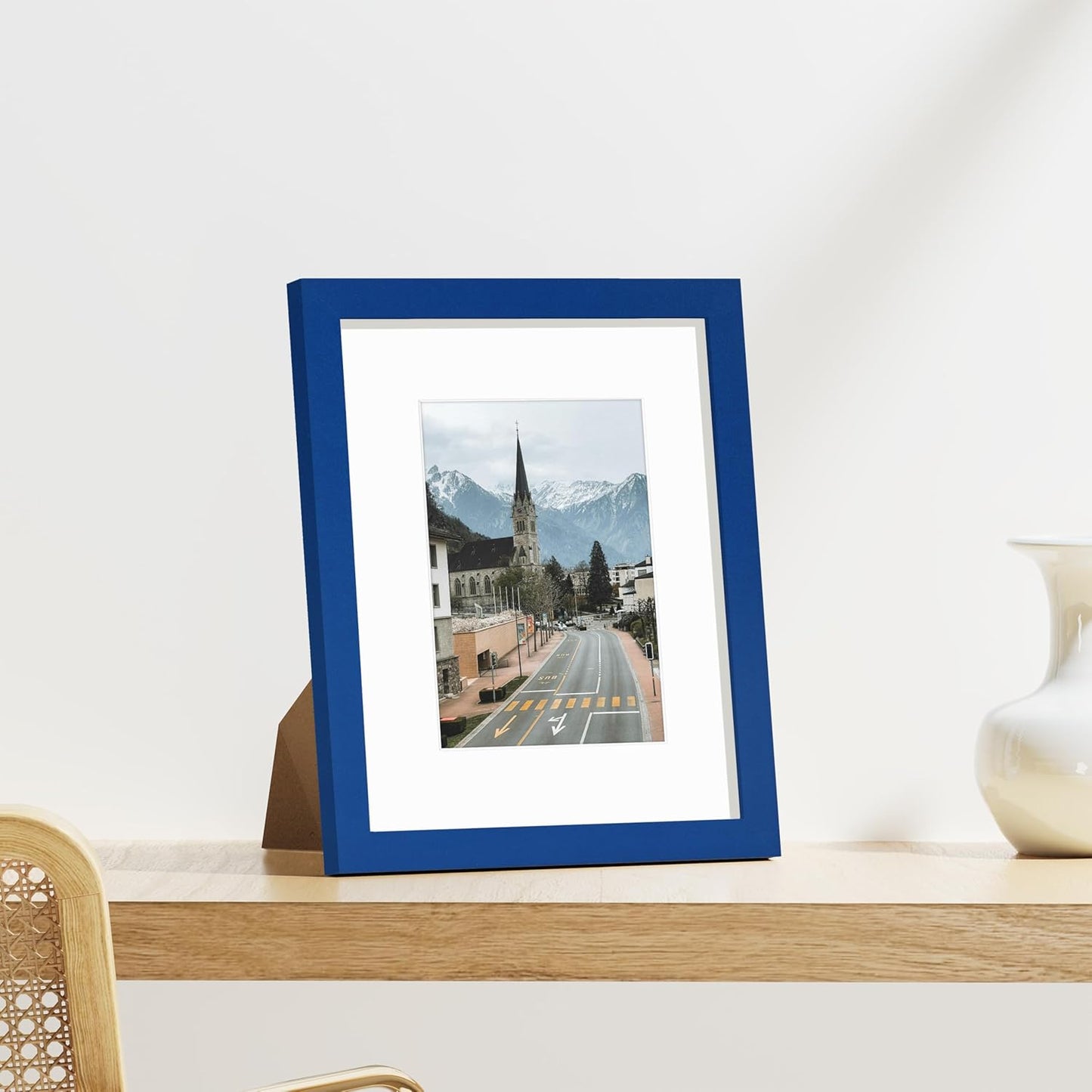 Vittanly 8x10 Picture Frames Set of 9, Shatter Resistant Plexiglass, Display 5x7 Pictures with Mat or 8x10 without Mat, Photo Frames for Wall or Tabletop, Engineered Wood, Black - Colors B