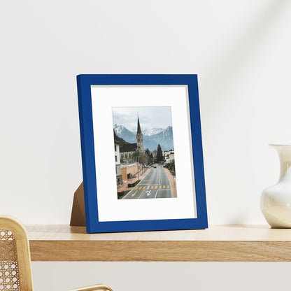 Vittanly 8x10 Picture Frames Set of 9, Shatter Resistant Plexiglass, Display 5x7 Pictures with Mat or 8x10 without Mat, Photo Frames for Wall or Tabletop, Engineered Wood, Black - Colors B