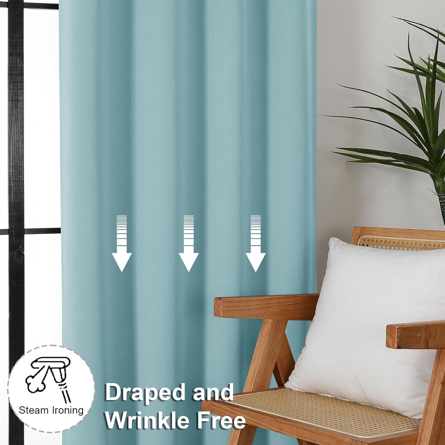 Simplebrand Ava Sage Green Blackout Curtains for Bedroom 63 Inch Length 2 Panels Set, Solid Thermal Insulated Energy Saving Rod Pocket Window Treatment Curtains Blackout Drapes, W40 x L63 Inch, Sage - Colors A