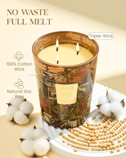 M&SENSE Jasmine Candles Highly Scented 3 Wick 35oz 150 Hours Burn Extra Large Jar Candles for Women, Natural Soy Wax Aromatherapy Candle for Stress Relief, Meditation, Yoga, Spa - Colors B