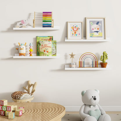 Dreamland Picture Ledge Shelf for Wall, Floating Shelves Set of 2, 48 Inch Long Floating Shelves with Lip for Living Room, Bedroom, Bathroom, Kitchen, White
