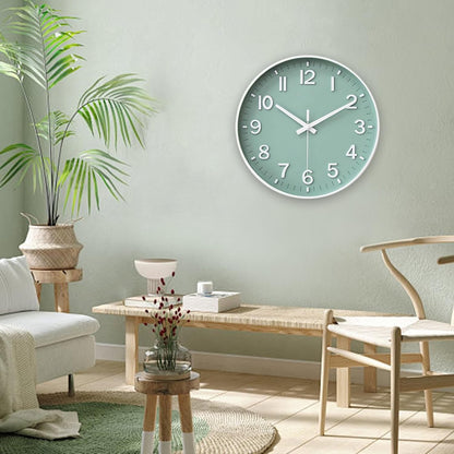HZDHCLH Wall Clocks Battery Operated,12 inch Silent Non Ticking Modern Wall Clock for Living Room Bedroom Kitchen Office Classroom Decor (Olive Green and Gold)